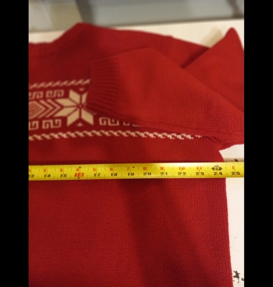 CHAPS Est. 1978 Sweater Red White Holiday Flower Etchings  Size XL/TG - Picture 7 of 8